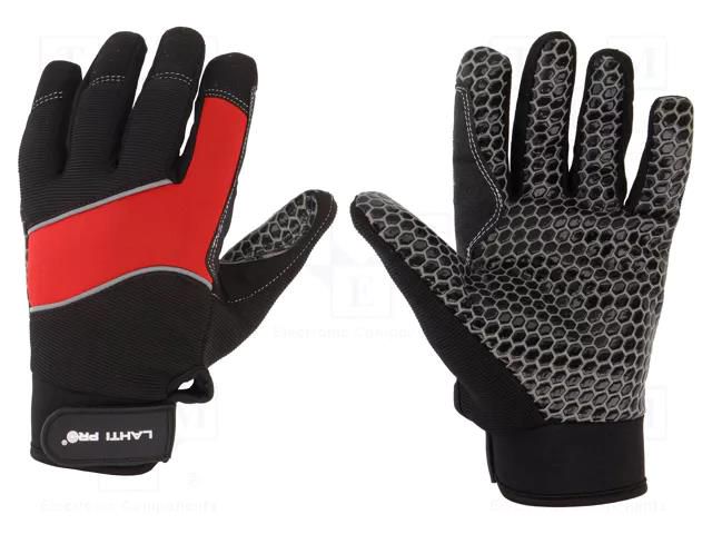 Protective gloves; Size: 11; black-red; microfiber,plastic LAHTI PRO LAHTI-L281111K