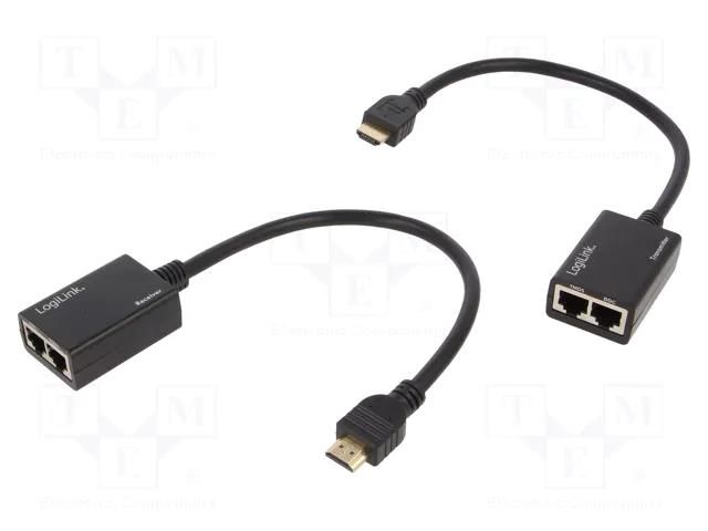 HDMI extender; HDMI plug,RJ45 socket x2; HDCP 1.3; 30m LOGILINK HD0021
