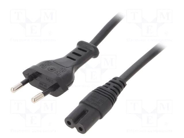 Cable; 2x0.75mm2; CEE 7/16 (C) plug,IEC C7 female; PVC; 4m; black SCHURTER 6013.0478