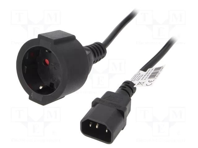 Cable; 3x0.75mm2; CEE 7/3 (F) socket,IEC C14 male; PVC; 1m; black AKYGA AK-PC-13A