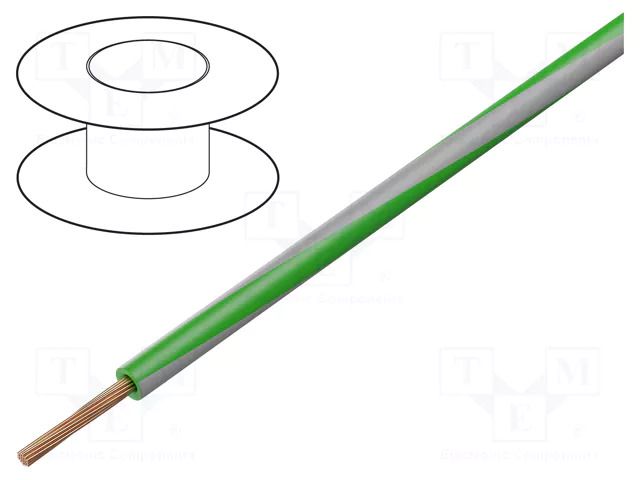 Wire; H05V-K,LgY; stranded; Cu; 0.35mm2; PVC; green-grey; 300V,500V BQ CABLE LGY0.35-GR/GY