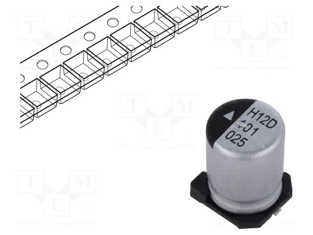 Capacitor: electrolytic; SMD; 100uF; 25VDC; Ø8x10.5mm; 2000h; AEH KYOCERA AVX AEH0810101M025R