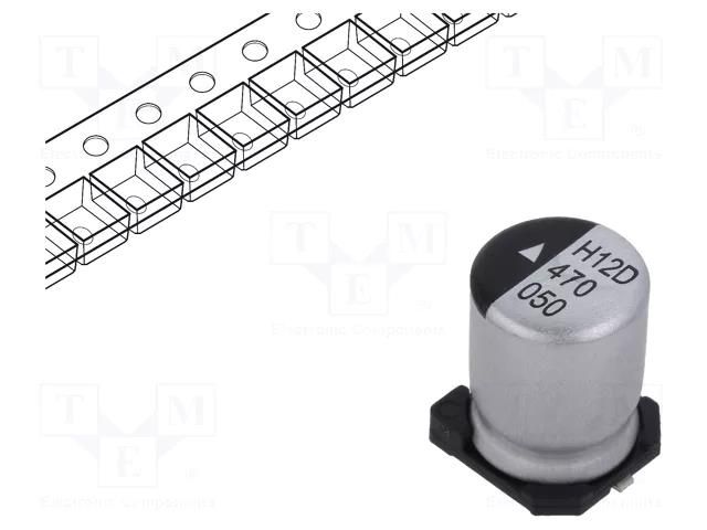 Capacitor: electrolytic; SMD; 47uF; 50VDC; Ø8x10.5mm; 2000h; 160mA KYOCERA AVX AEH0810470M050R