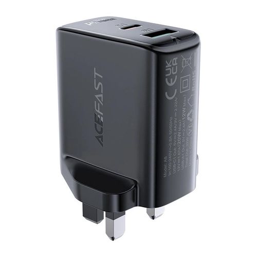 Acefast wall charger (UK plug) USB Type C / USB 32W, PPS, PD, QC 3.0, AFC, FCP black (A8 black), Acefast 6974316280170 6974316280170