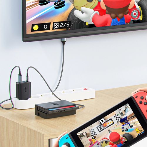 Acefast 2in1 charger GaN 65W USB Type C / USB, adapter adapter HDMI 4K @ 60Hz (set with cable) white (A17 white), Acefast 6974316281092 6974316281092