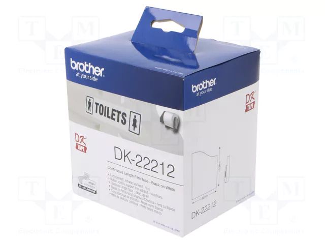 Foil tape; 62mm; 15.24m; white; Character colour: black; glued BROTHER BR-DK22212