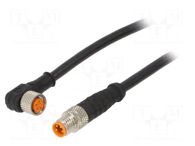 Connection lead; M8; PIN: 4; 0.6m; plug; 50VAC; 4A; 0800; -25÷80°C LUTRONIC 0810080504301-0.6M