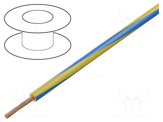 Wire; H05V-K,LgY; stranded; Cu; 1mm2; PVC; yellow-blue; 300V,500V BQ CABLE LGY1.0-YL/BL