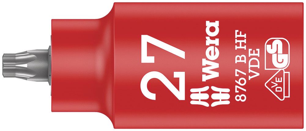 8767 B VDE HF TORX® Zyklop bit socket, insulated, with holding function, 3/8" drive, TX 27x55.0, Wera 05004922001