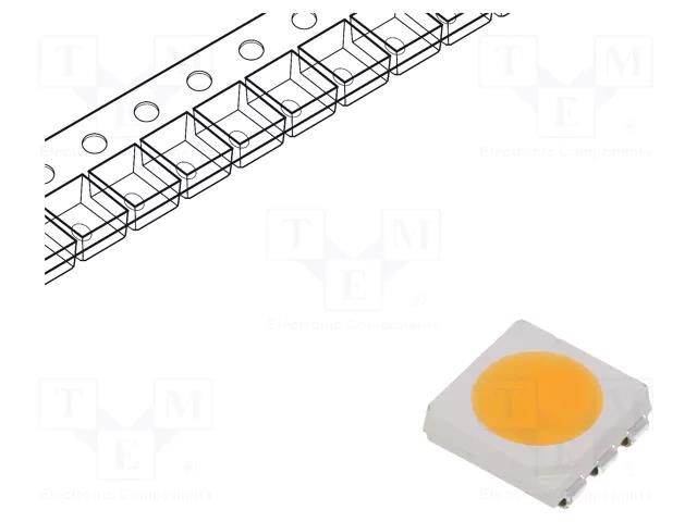 LED; SMD; 5050; white warm; 20÷22lm; 5800÷7000mcd; 120°; 60mA; 270mW OPTOSUPPLY OSM24TS4C1A-RA80