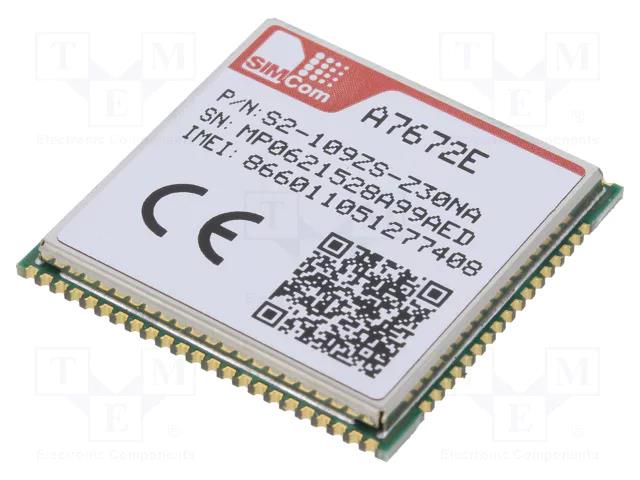 Module: LTE; Bluetooth: BLE; Down: 10Mbps; Up: 5Mbps; SMD; 24x24x5mm SIMCOM A7672E-FASE