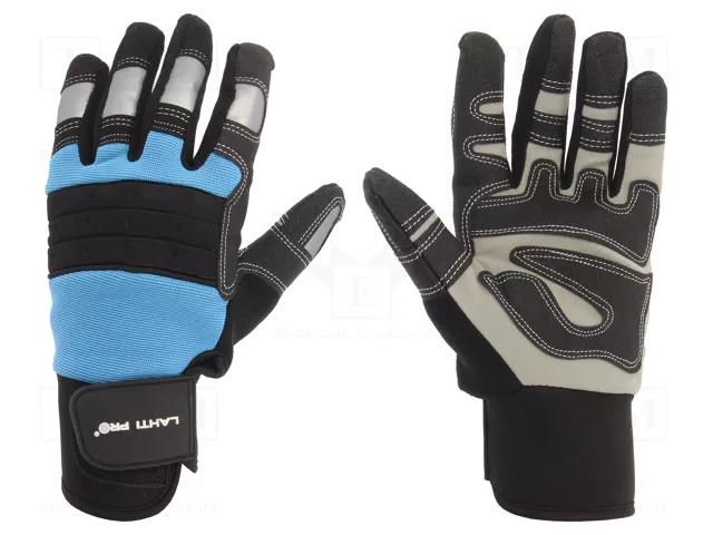 Protective gloves; Size: 8; black/blue; microfiber,plastic LAHTI PRO LAHTI-L280708K