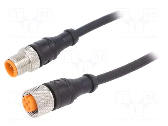 Cable: for sensors/automation; M12; PIN: 4; 5m; plug; 250VDC; 250VAC LUTRONIC 1210120004002-5M