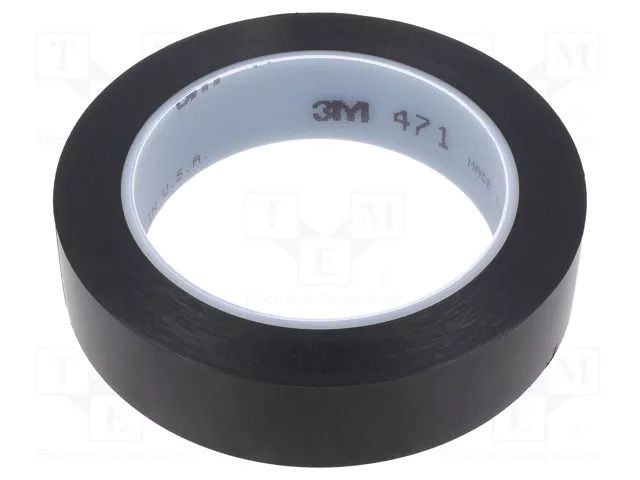 Tape: marking; black; L: 33m; W: 25mm; Thk: 0.13mm; 2.5N/cm; 130% 3M 3M-471-25-33/BK