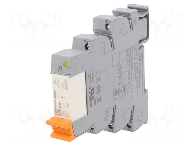 Relay: interface; DPDT; Ucoil: 24VDC; 6A; 3A/250VAC; 2A/24VDC; IP20 PHOENIX CONTACT PLC-RSC-24DC/21-21