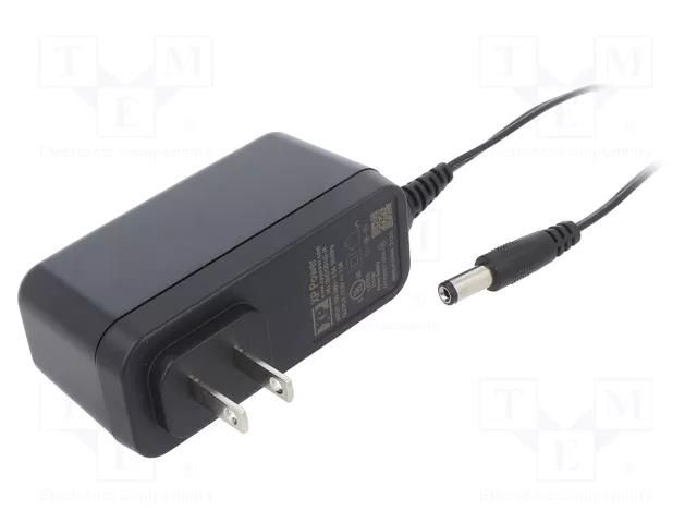 Power supply: switching; mains,plug-in; 12VDC; 1.5A; 18W; 85% XP POWER VEL18US120-US-JA