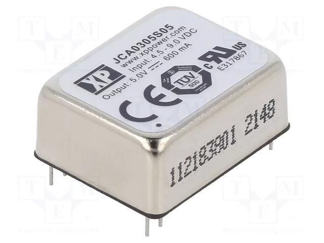 Converter: DC/DC; 3W; Uin: 4.5÷9VDC; Uout: 5VDC; Iout: 600mA; THT; JCA XP POWER JCA0305S05