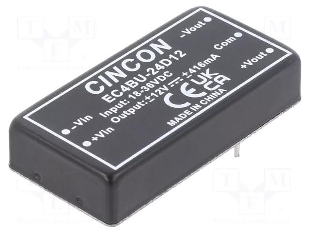 Converter: DC/DC; 10W; Uin: 18÷36VDC; Uout: 12VDC; Uout2: -12VDC CINCON EC4BU-24D12