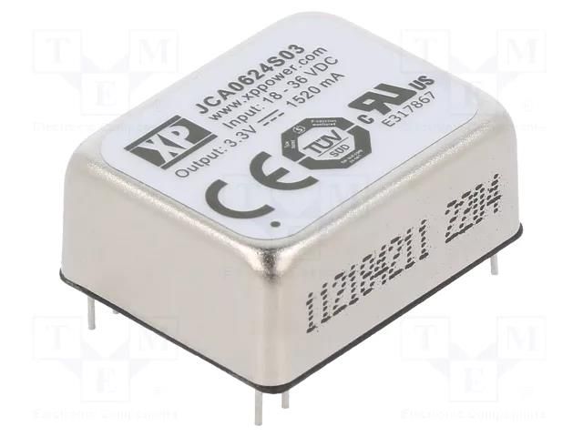 Converter: DC/DC; 6W; Uin: 18÷36VDC; Uout: 3.3VDC; Iout: 1520mA; THT XP POWER JCA0624S03