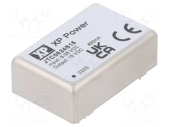 Converter: DC/DC; 6W; Uin: 9÷36VDC; Uout: 15VDC; Iout: 400mA; DIP24 XP POWER JTC0624S15