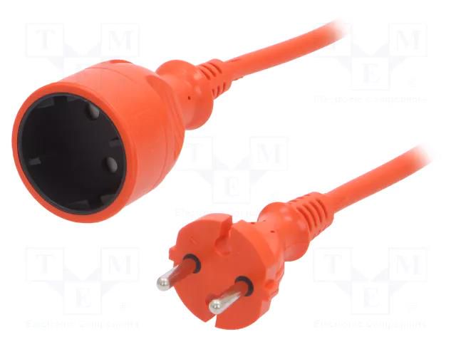 Extension lead; 2x1mm2; Sockets: 1; PVC; orange; 10m; 10A PLASTROL W-98937