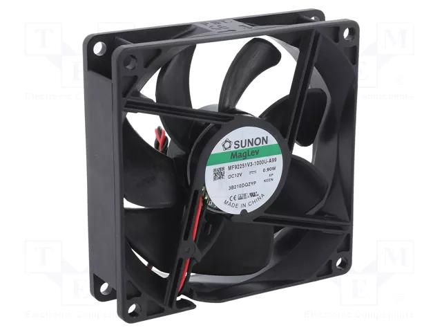 Fan: DC; axial; 12VDC; 92x92x25mm; 67m3/h; 28dBA; Vapo; 2400rpm SUNON MF92251V3-A99