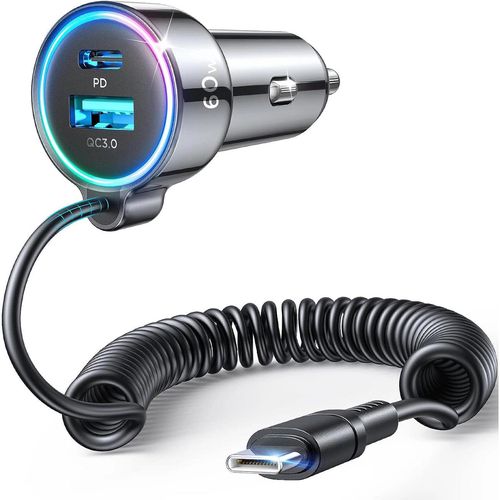 Joyroom 3 in 1 fast car charger with USB Type C cable 1.6m 60W black (JR-CL07), Joyroom 6941237172860 6941237172860