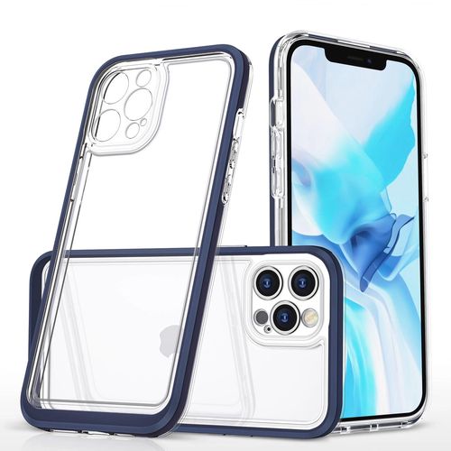 Clear 3in1 case for iPhone 12 Pro Max blue frame gel cover, Hurtel 5907769338687 5907769338687