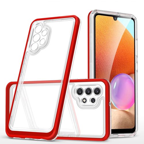 Clear 3in1 Case for Samsung Galaxy A32 5G Frame Gel Cover Red, Hurtel 5907769338946 5907769338946