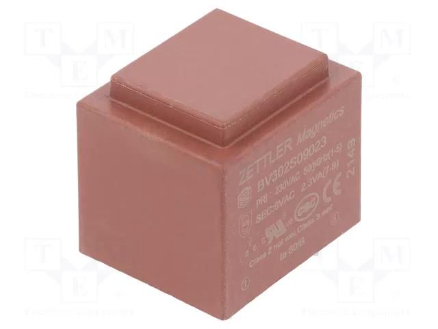 Transformer: encapsulated; 2.3VA; 230VAC; 9V; 256mA; PCB ZETTLER BV302S09023