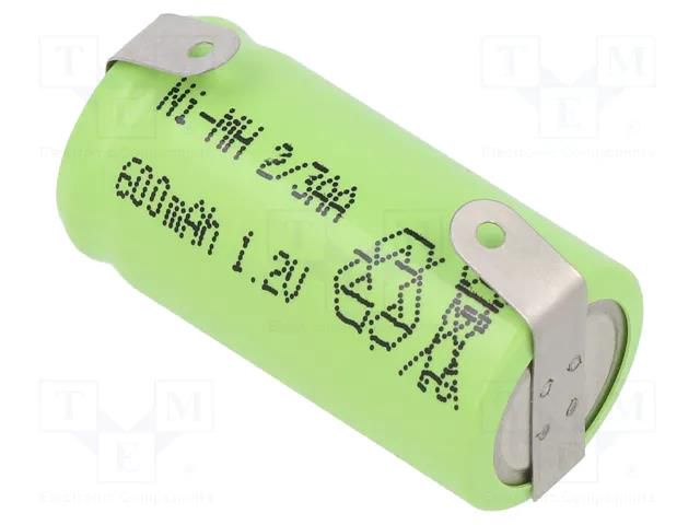 Re-battery: Ni-MH; 2/3AA; 1.2V; 600mAh; soldering lugs JJJ ACCU-2/3AA60/JJJBL