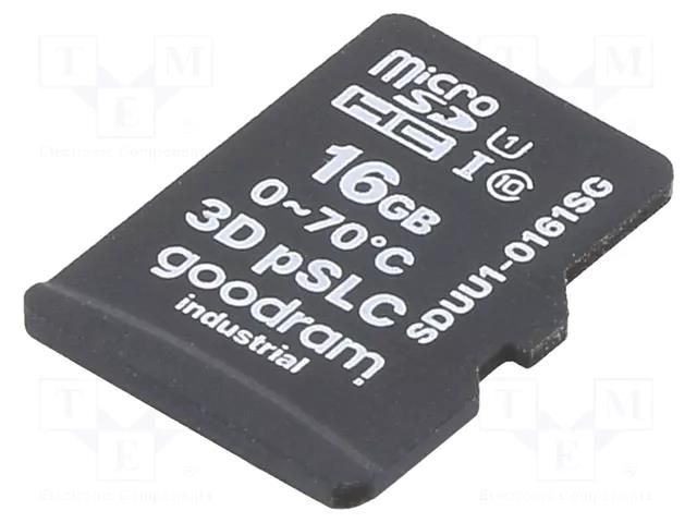 Memory card; industrial; 3D pSLC,microSD; UHS I U1; 16GB; 0÷70°C GOODRAM INDUSTRIAL SDUU1-0161SG