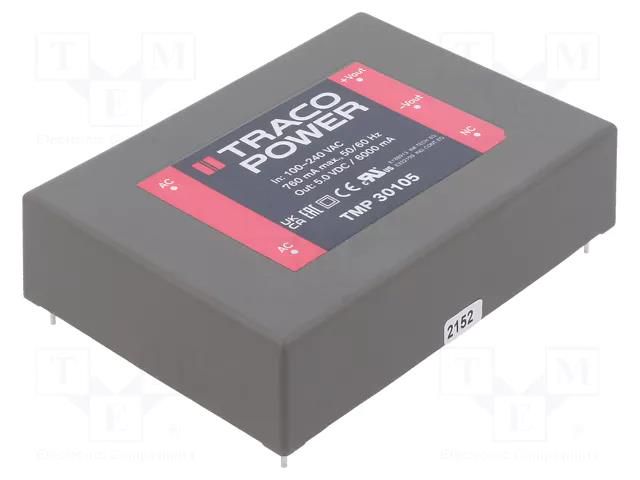 Converter: AC/DC; 30W; Uin: 85÷264VAC,120÷370VDC; Uout: 5VDC; 78% TRACO POWER TMP30105