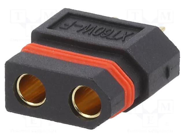 Connector: DC supply; plug; XT60; female; PIN: 2; for cable; black AMASS XT60W-F