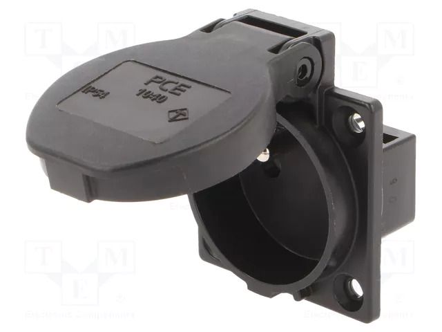 Connector: AC supply; socket; 2P+PE; 230VAC; 16A; black; PIN: 3; IP54 PCE 1040-0S-NOLABEL