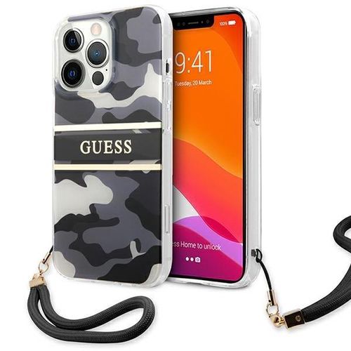 Guess GUHCP13XKCABBK iPhone 13 Pro Max 6.7&quot; black/black hardcase Camo Strap Collection, Guess 3666339023140 3666339023140