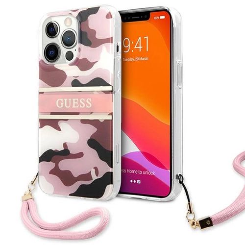 Guess GUHCP13XKCABPI iPhone 13 Pro Max 6.7&quot; pink/pink hardcase Camo Strap Collection, Guess 3666339023188 3666339023188