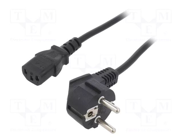 Cable; 3x0.75mm2; CEE 7/7 (E/F) plug angled,IEC C13 female; PVC ESPE KAB-EUL-P3-1.8-BK