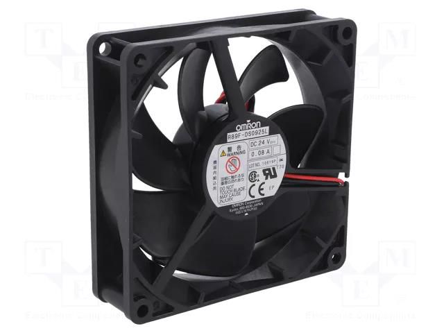 Fan: DC; axial; 92x92x25mm; 74.4m3/h; 30dBA; ball; 2650rpm; Len: 0.3m OMRON R89F-DS0925L