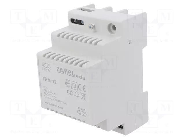 Transformer: mains; 15VA; 230VAC; 12V; Leads: screw terminals; IP20 ZAMEL TRM-12