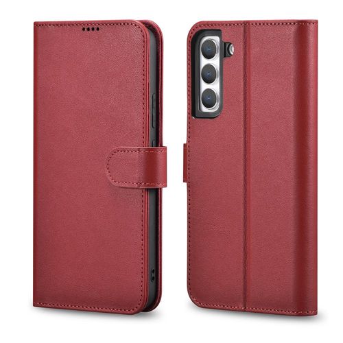 iCarer Haitang Leather Wallet Case Leather Case for Samsung Galaxy S22 + (S22 Plus) Wallet Housing Cover Red (AKSM05RD), iCarer 6958955898156 6958955898156