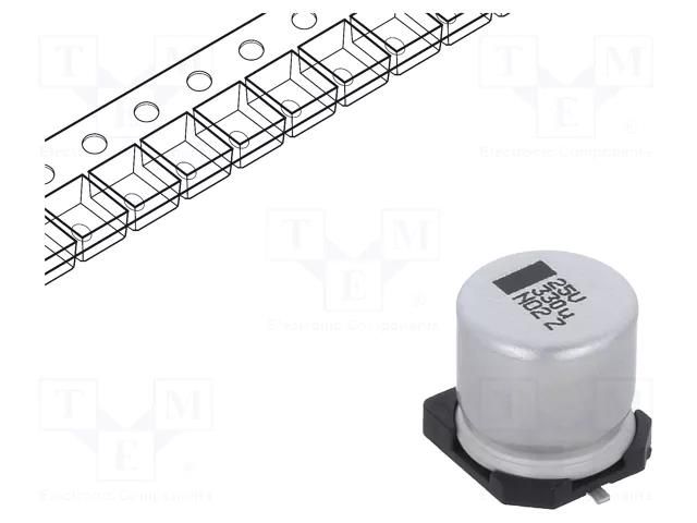 Capacitor: electrolytic; SMD; 330uF; 25VDC; 10x10x10mm; ±20% VISHAY MAL215097601E3