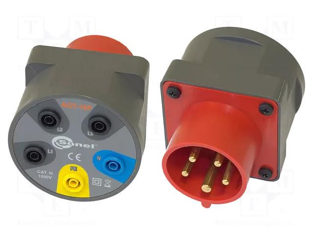 Three-phase adapter; 16A; banana socket x5,CEE plug x5 SONEL WAADAAGT16P