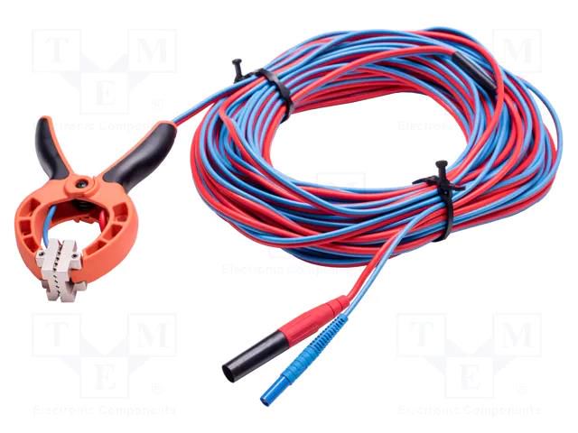 Test lead; banana plug 4mm x2,Kelvin vice; Len: 10m; red-blue SONEL WAPRZ010DZBKEL