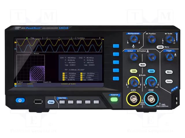 Oscilloscope: digital; DSO; Ch: 2; 100MHz; 1Gsps; 10kpts; LCD TFT 7" PEAKTECH PKT-P1404