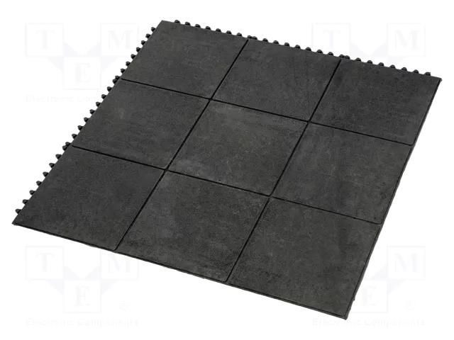 Gym mat; Width: 0.9m; L: 0.9m; rubber,nitryl; black; Thk: 18mm COBA EUROPE COBA-ST010001