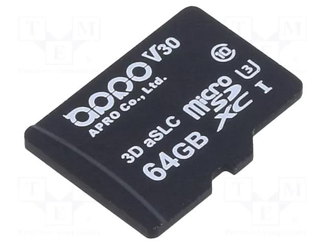 Memory card; industrial; 3D aSLC,microSDXC; 64GB; -25÷85°C APRO SPMSD064G-PTCT5AS