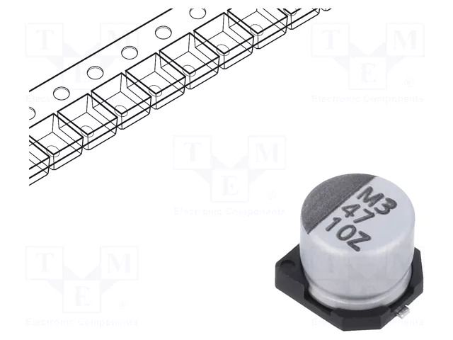 Capacitor: electrolytic; low ESR; SMD; 47uF; 10VDC; Ø6.3x5.7mm VISHAY ZSC00AD4701AARL