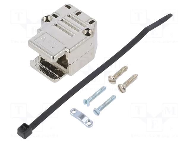 Enclosure: for D-Sub connectors; D-Sub 9pin; Locking: screws AMPHENOL COMMUNICATIONS SOLUTIONS 863093C09MLF