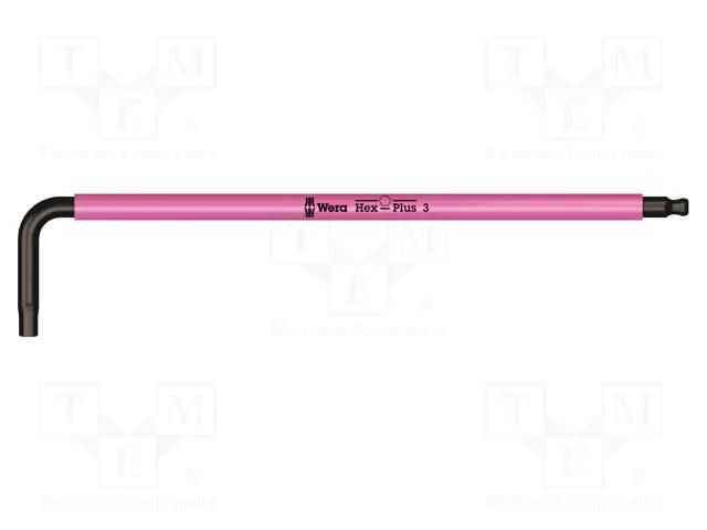 Wrench; Hex Plus key,spherical; HEX 3mm; Overall len: 123mm; long WERA WERA.05022200001